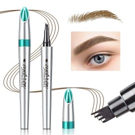 Eyebrow Pencil Eyebrow Microblading Pen Micro 4 Point Brow Pen Lift & Snatch Eyebrow Eye Makeup Long-Lasting Waterproof & Smudge-proof Natural Eyebrow Hair (Light Brown)