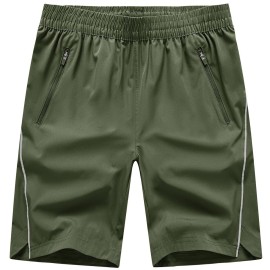TBMPOY Men\'s Hiking Shorts Quick Dry Athletic Gym Workout Short with Zipper Pockets Army Green XL