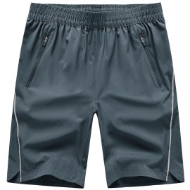 TBMPOY Men\'s Hiking Shorts Quick Dry Athletic Gym Workout Short with Zipper Pockets Cool Grey XL