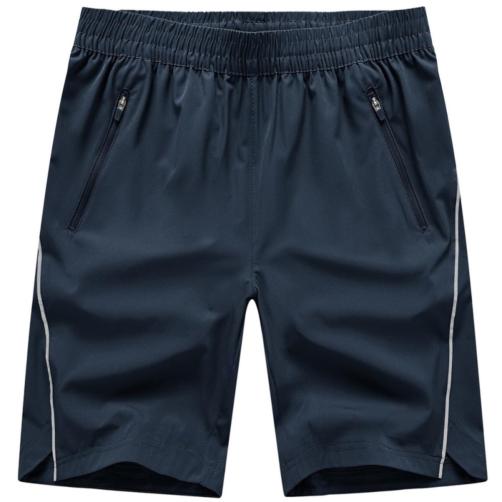 TBMPOY Men\'s Hiking Shorts Quick Dry Athletic Gym Workout Short with Zipper Pockets Navy XXXL