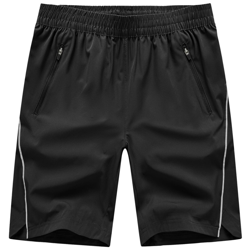 TBMPOY Men\'s Hiking Shorts Quick Dry Athletic Gym Workout Short with Zipper Pockets Black XXL