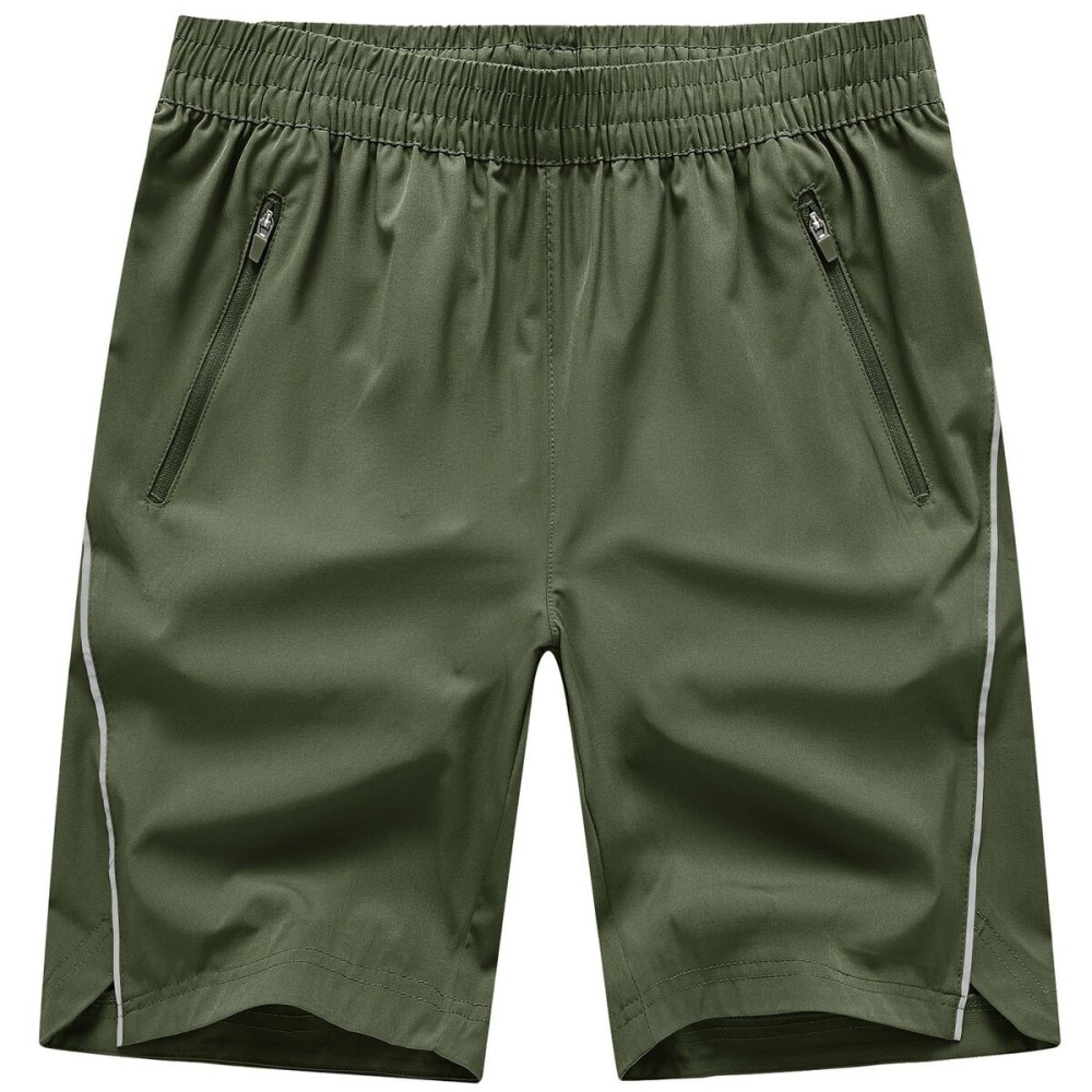 TBMPOY Men\'s Hiking Shorts Quick Dry Athletic Gym Workout Short with Zipper Pockets Army Green XXXL