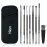 Hion 8 Pcs Ear Wax Removal Kit,Professional Double-Headed Ear Pick Earwax Removal Tools,316L Stainless Steel Ear Cleaner Curette with Cleaning Brush and Storage Box,Suit for Kid Adult(Black)