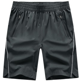 TBMPOY Men\'s Hiking Shorts Quick Dry Athletic Gym Workout Short with Zipper Pockets Dark Grey XXXL