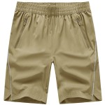 TBMPOY Men\'s Hiking Shorts Quick Dry Athletic Gym Workout Short with Zipper Pockets Khaki XXL