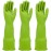 IUCGE Rubber dishwashing gloves 3 Pairs for kitchen,Cleaning washing dish gloves long for household reuseable durable.(Medium,Green)