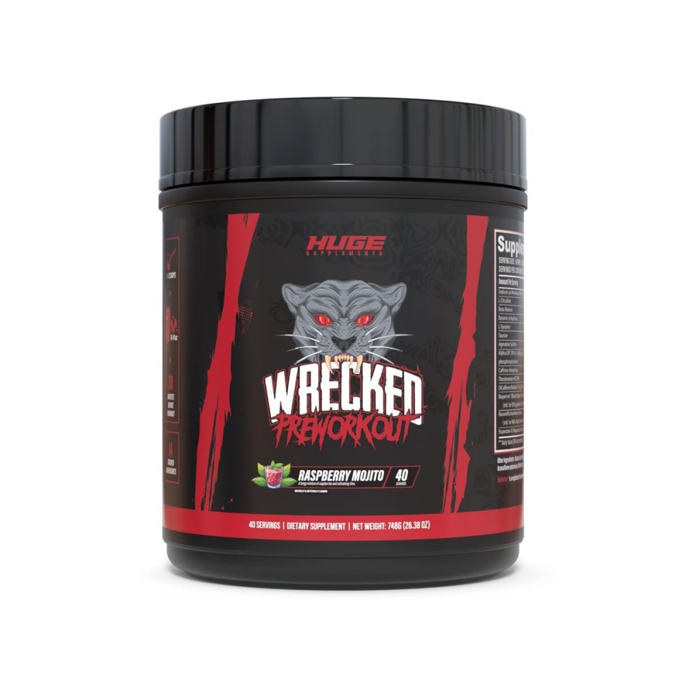 Wrecked Pre Workout, Advanced Formula, Boosts Energy, Focus, Pumps & Performance, 10g L-Citrulline, 6.4g Beta Alanine, 5g Tyrosine, 1g Alpha GPC, 375mg Fast-Acting Caffeine & More