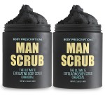 Body Prescriptions Mens Exfoliating Body Scrub - Ultimate Skin Cleansing Wash in Jar with Twist-Top Lid, For All Skin Types, 21 Ounce (Pack of 2), Charcoal