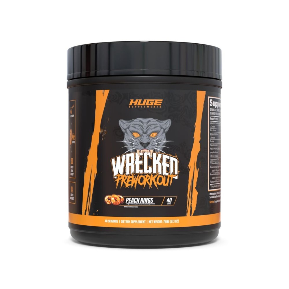 Wrecked Pre Workout Powder, Advanced Formula, Boosts Energy, Focus, Pumps & Performance, 10g L-Citrulline, 6.4g Beta Alanine, 5g Tyrosine, 1g Alpha GPC, 375mg Fast-Acting Caffeine & More (40 Servings)