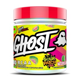 GHOST BCAA Powder Amino Acids Supplement, Sour Patch Kids Watermelon - 30 Servings - Sugar-Free Intra, Post & Pre Workout Amino Powder & Recovery Drink, 7G BCAA