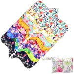 Asenappy Reusable Menstrual Pads - Bamboo Charcoal Menstrual Heavy Incontinence Pads |Sanitary Pads - Pack of 5, 1 Cloth Mini Wet Bag