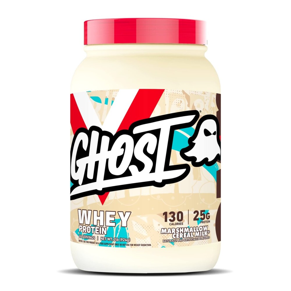 GHOST Whey Protein Powder, Marshmallow Cereal Milk - 2LB, 25G of Protein - Whey Protein Blend - Post Workout Fitness & Nutrition Shakes, Smoothies, Baking & Cooking - Soy & Gluten-Free