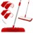 MASTERTOP Microfiber Mop for Floor Cleaning, Hardwood Dust Mop, Wet Mopping with 4 Washable Replacement Mop Pads, Floor Mops for Cleaning with 1 Scraper- White & Red