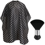 FEBSNOW Barber Cape Waterproof Professional Hair Cutting Cape Neck Duster Brush for Haircut Black and White Dots Salon Beard Hairdressing Kits 46.8  56 Inches