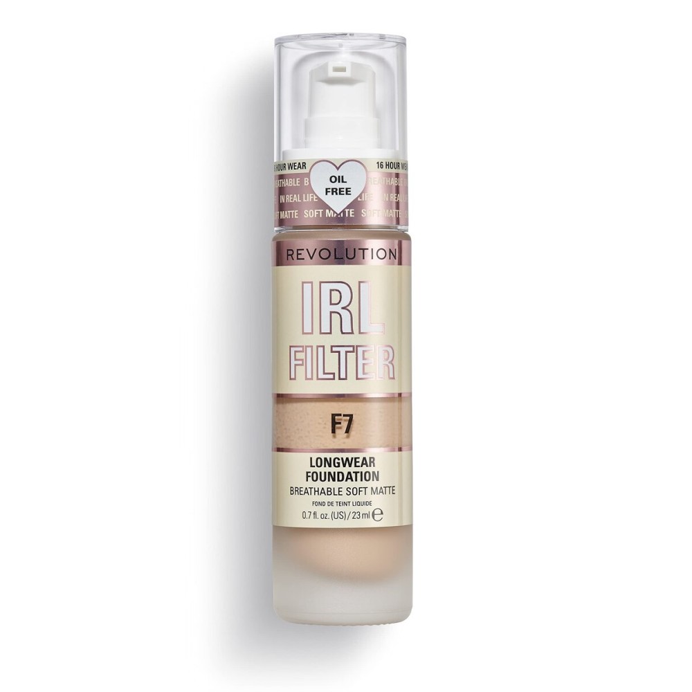 Revolution, IRL Filter Longwear Foundation, Soft & Breathable Formula, Medium to Full Coverage, Matte Finish, F7, 0.7 fl oz