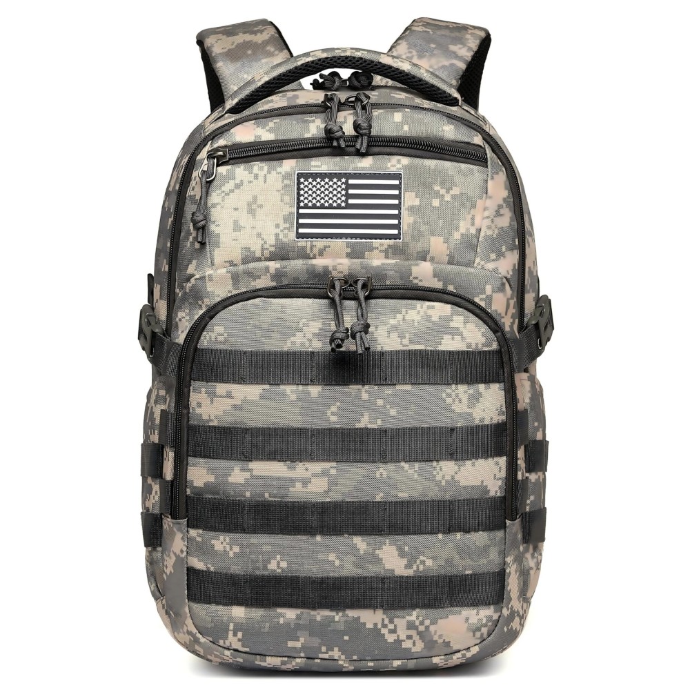 Wotony Military tactical backpack, backpack for men black small tactical assault school bag (camouflage gray, 18.5 inch)