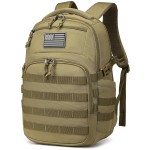 Wotony Military tactical backpack, nylon military MOLLE backpack, 3-day assault bag, used for outdoor hiking, camping and hunting (Khaki)