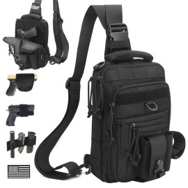 DegeTMVe Dual Pistol Holster Chest Bag Concealed Carry Sling Crossbody Tactical Gun Convertible Backpack Shooting Hunting