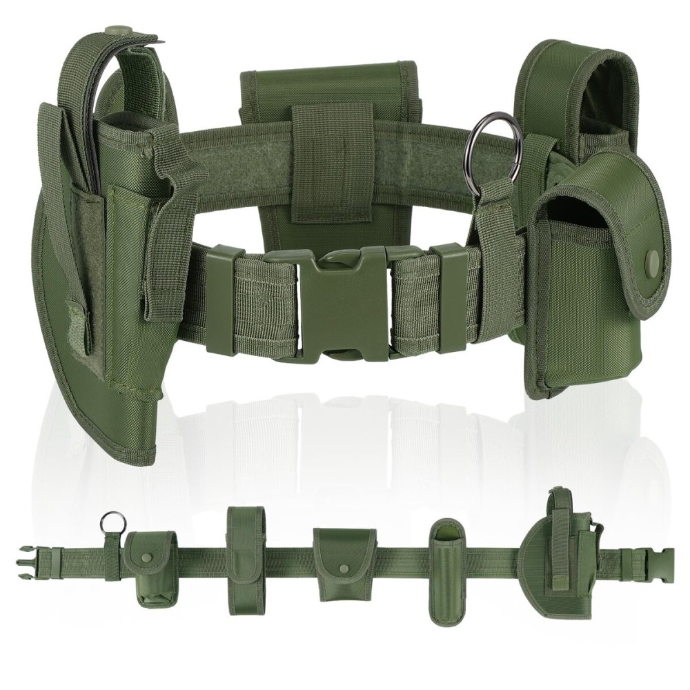 abcGoodefg Modular Equipment System Security Utility Tactical Duty Belt with Components Pouches Bags Holster Gear for Law Enforcement Guard Security Hunting (6 PCS, Army green)
