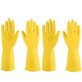 IUCGE Rubber gloves dishwashing 4 Pairs for Kitchen,Cleaning gloves for household Reuseable.(Medium,Yellow)
