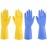 IUCGE Rubber Gloves, 4 Pairs, Yellow+Blue, XL, Protective Gloves for Kitchen, Cleaning, Laundry