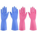 IUCGE Rubber gloves dishwashing 4 Pairs for Kitchen,Cleaning gloves for household Reuseable.(Large,Blue+Pink)