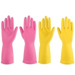 IUCGE Rubber gloves dishwashing 4 Pairs for Kitchen,Cleaning gloves for household Reuseable.(Medium,Pink+Yellow)