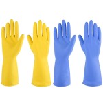 IUCGE Rubber gloves dishwashing 4 Pairs for Kitchen,Cleaning gloves for household Reuseable.(Medium,Yellow+Blue)