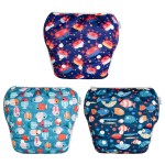 Babygoal Baby Boy Swim Diapers 3 Pack for 8M-3T Babies and Toddlers, Reusable Adjustable Washable for Swimming Lessons-Crab,Fish,Starfish