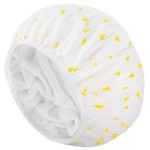 Auban Shower Cap, Shower Cap for Women Terry Cloth Lined EVA Exterior Reusable Double Layer Waterproof, Large Bath Hair Cap for All Hair Lengths (Yellow)