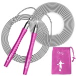 Jump Rope, High Speed Weighted Jump Rope - Premium Quality Tangle-Free - Self-Locking Screw-Free Design - Jump Ropes for Fitness - Skipping Rope for Workout Fitness, Crossfit & Home Exercises (Pink)
