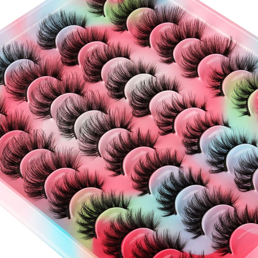 False Eyelashes Russian Strip Lashes D Curly 20 Pairs 5 Styles Pack Fluffy Natural Fake Lashes Look like Eyelash Extensions by Yawamica