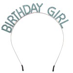 AOPRIE Hairband Birthday Tiara for Women Girls Happy Birthday Princess Crown Rhinestone Accessories, Silver Blue