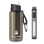 Survimate 5-Stage 0.01m Ultra-Filtration Filtered Water Bottle, BPA-Free Material, NSF/ANSI 42&372 Certified, Portable Water Filter Bottle for Survival, Camping, Hiking, and Emergency Use