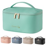 KITENROM Makeup Bag Portable Travel Cosmetic Bag with Brush HolderWaterproof Make Up Bag For Women with Handle Mint Green