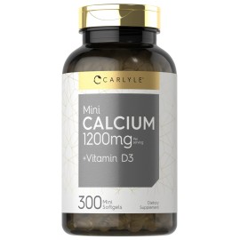 Carlyle Calcium 1200 mg with Vitamin D3 | 300 Softgels | Non-GMO and Gluten Free Supplement