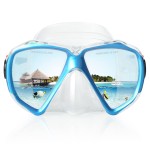 Snorkel Diving Mask Panoramic HD Swim Mask, Anti-Fog Scuba Diving Goggles,Tempered Glass Dive Mask Adult Youth Swim Goggles with Nose Cover for Diving, Snorkeling, Swimming (Lake Blue)