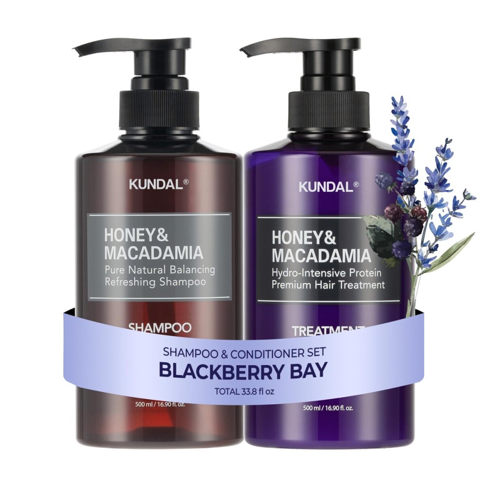KUNDAL Korean Shampoo and Conditioner Set [Blackberry Bay] Salon-quality, Long Lasting Scent, Moisturizing, Sulfate-Free, Argan & Macadamia Oil, Korean Hair care, 16.9 fl oz each, Stocking Stuffers