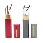 OWTXIS 2 Pack Blue Light Blocking Reading Glasses - Slim Pocket Readers with Pen Clip Case Mini Lightweight Readers (Red, Gunmetal, +1.75)