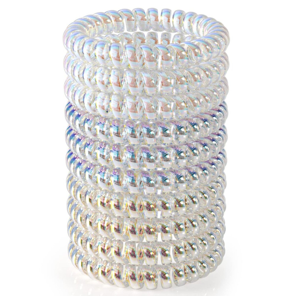 JessLab Spiral Hair Ties for Women, 10-Pack Traceless No-Damage Ponytail Holders, Coils Hair Bands for Girls, Assorted Colors