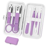 Aceoce Manicure Set Women\'s Nail Clipper Set Nail Kit with Travel Case - Purple, Stainless Steel, Compact, Curved Edge, Perfect for Travel & Everyday Use