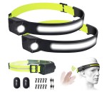akerrelc Headlamp, 2 Rechargeable LED Headlamps with Motion Sensor, Up to 1200 lumens and 10 Hours Runtime, 10 Clips and 2 Cases, Waterproof Camping Gear for Hiking, Fishing, Cycling,(Fluorescent)