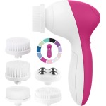 Facial Cleansing Brush Face Scrubber Exfoliating Cleaning Skin Care Cleanser Wash Women Girls Electric Beauty Powered Exfoliator Skincare Spin Tools Scrub Washer Self Care by VISOFO (Rubellite)