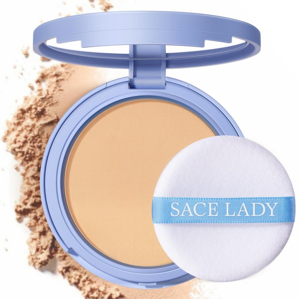 SACE LADY Face Powder Waterproof Sets Makeup, Controls Shine, Smooth Fine Lines for Flawless Lightweight Finish, Long Lasting Matte Compact Setting Powder Cosmetics Cruelty-free, 0.35oz (02)