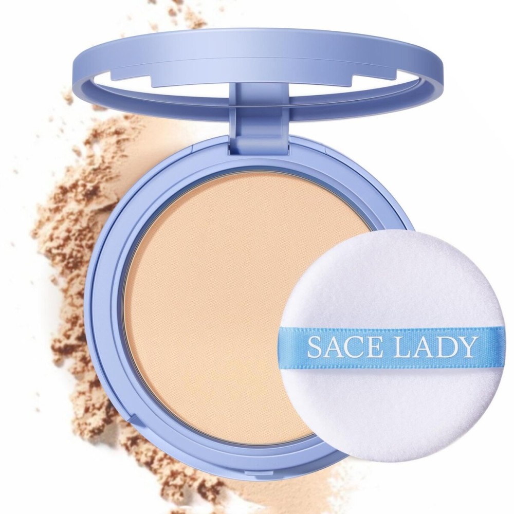 SACE LADY Face Powder Waterproof Sets Makeup, Controls Shine, Smooth Fine Lines for Flawless Lightweight Finish, Long Lasting Matte Compact Setting Powder Cosmetics Cruelty-free, 0.35oz (01)