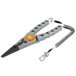 Booms Fishing X1 Aluminum Fishing Pliers Hook Remover Braid Line Cutting and Split Ring Pliers with Lanyard and Sheath, Gun Color