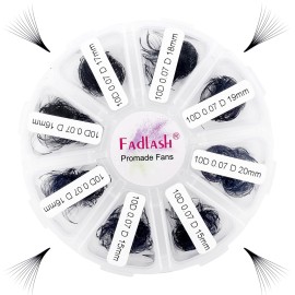 Premade Fans Eyelash Extensions Mixed Tray 1000 Premade Lash Fans 10D Premade Volume Eyelash Extensions Pointed Handmade Promade Loose Fans D Curl Thin Base (10D-0.07D, 15-20mm)