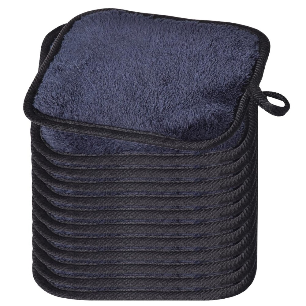 BloomSesame Makeup Remover Cloths for Face, Eye, Lips - Reusable Makeup Remover Pads Soft Microfiber Facial Cleansing Cloths 8 x 8 inch 12 Pack (Dark Pink)