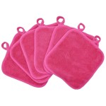 BloomSesame Makeup Remover Cloths for Face, Eye, Lips - Reusable Makeup Remover Pads Soft Microfiber Facial Cleansing Cloths 8 x 8 inch 6 Pack (Dark Pink)