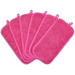 BloomSesame Makeup Remover Cloths for Face, Eye, Lips - Reusable Makeup Remover Pads Soft Microfiber Facial Cleansing Cloths 6 x 12 inch 6 Pack (Dark Pink)